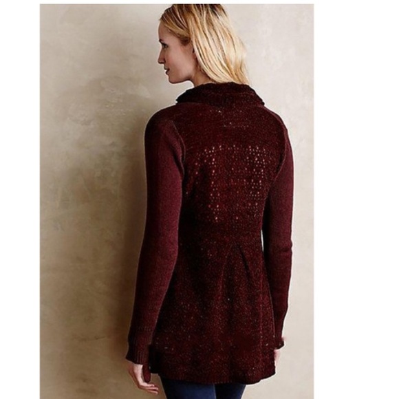 Angel Of The North Anthropologie Maroon Evenie Crochet Cardigan XS - Picture 3 of 11